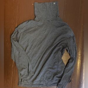 Banana Republic Black and White Striped Men's Turtle Neck Sweater